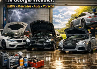 Luxury car maintenance for BMW, Mercedes, Audi, and Porsche in Georgia weather conditions