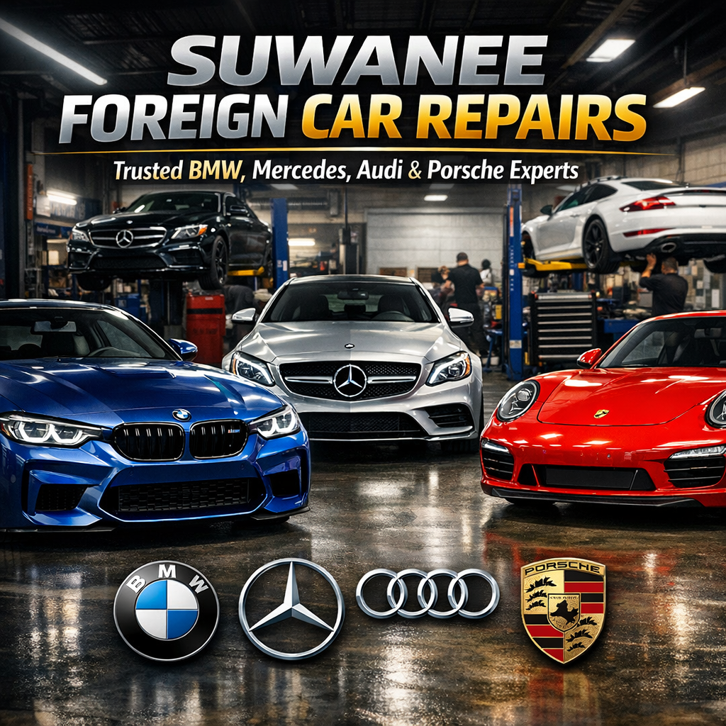 Suwanee foreign car repair shop servicing BMW, Mercedes, Audi, and Porsche with European auto repair expertise